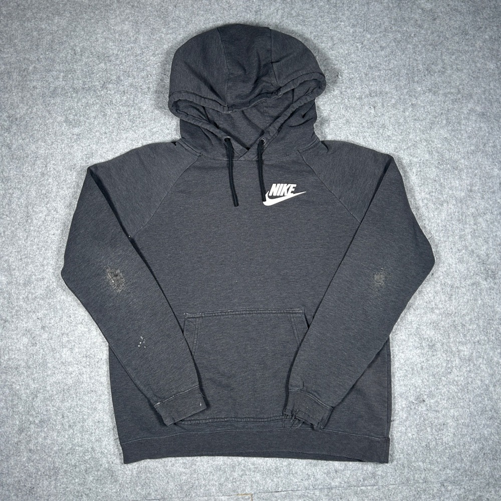 Nike Hoodie Mens Medium Charcoal Grey Sportswear Pullover Fleece Gym Athleisure